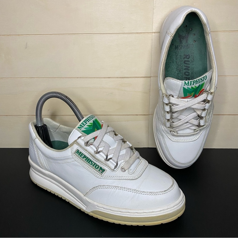 Mephisto Match Run Off Sneakers White Leather Women's Size 6 Shoes